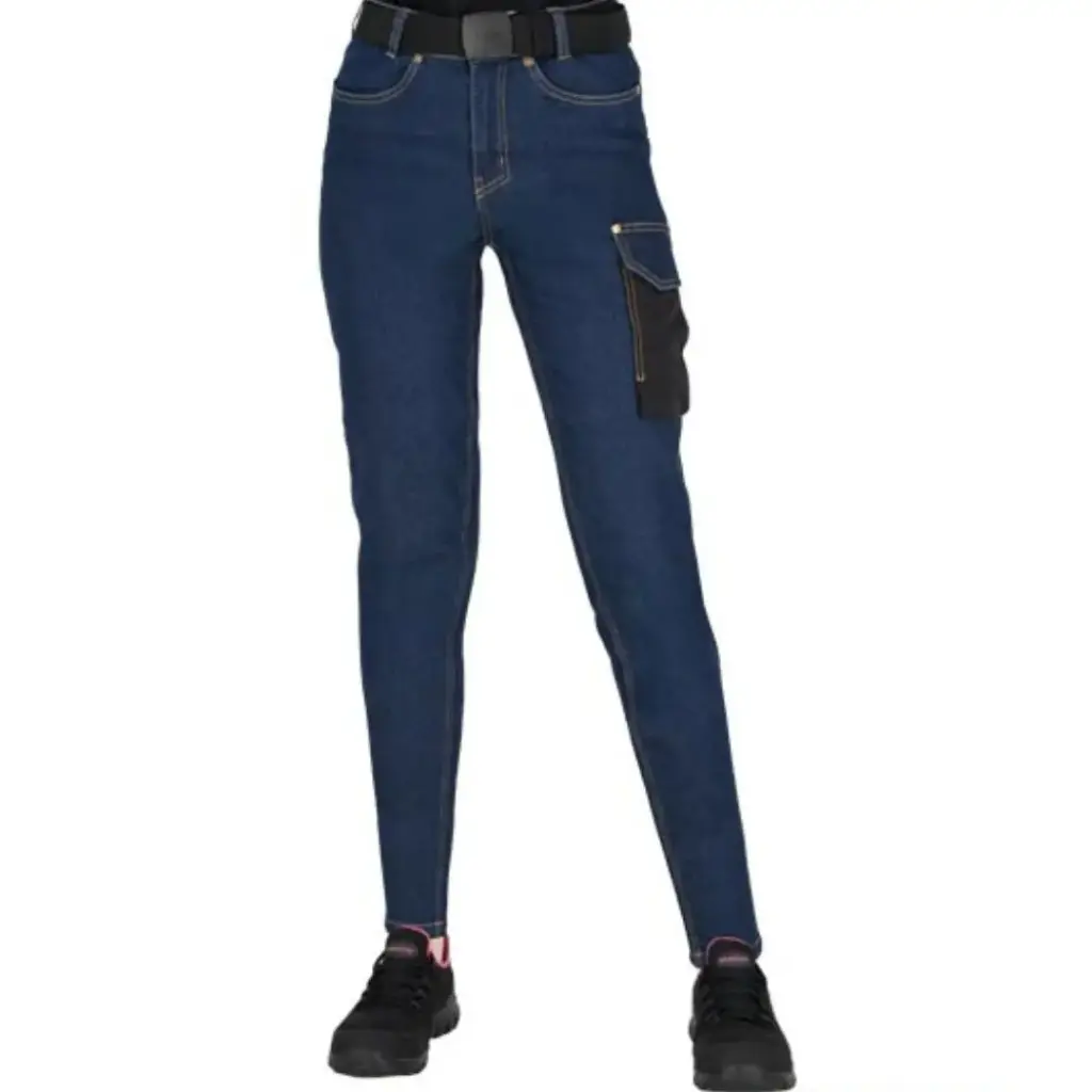 Moteriškos apsauginės džinsinės kelnės su elastiniu juosmeniu