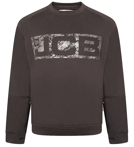  JCB TRADE CREW SWEATSHIRT BLACK – Juodas darbo džemperis su sustiprintais alkūnių lopais