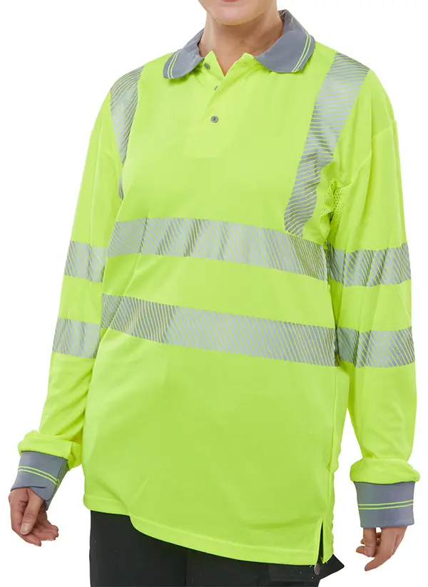BEESWIFT HIVIZ EXECUTIVE LONG SLEEVE POLO – Ilgomis rankovėmis, aukšto matomumo polo marškinėliai (Class 3)