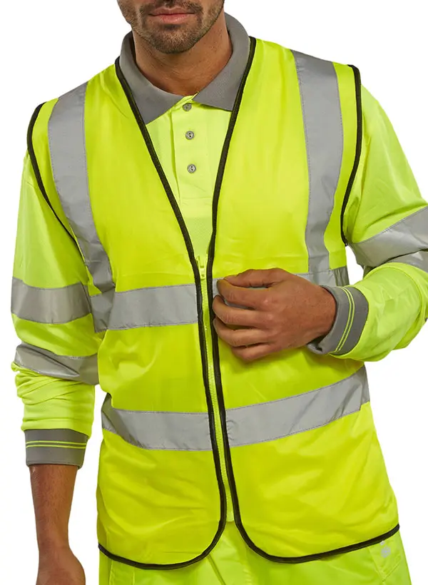 BEESWIFT WCENG SAT YELLOW ZIP FASTEN – Aukšto matomumo liemenė su užtrauktuku (Class 2)