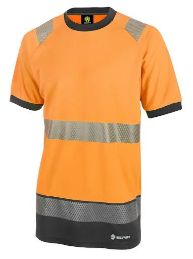  Beeswift HIVIS TWO TONE S/S T-SHIRT OR/BLK – Dvispalviai Hi-Vis marškinėliai su trumpomis rankovėmis