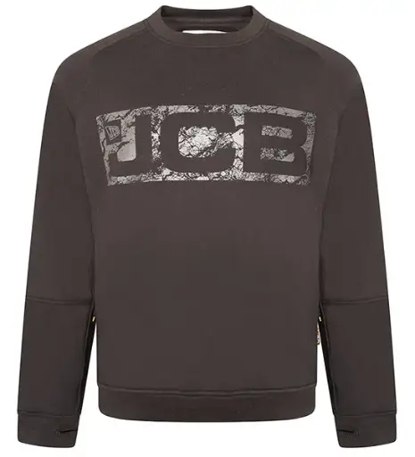  JCB TRADE CREW SWEATSHIRT BLACK – Juodas darbo džemperis su sustiprintais alkūnių lopais