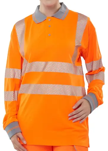 BEESWIFT HIVIZ EXECUTIVE LONG SLEEVE POLO – Ilgomis rankovėmis, aukšto matomumo polo marškinėliai (Class 3)