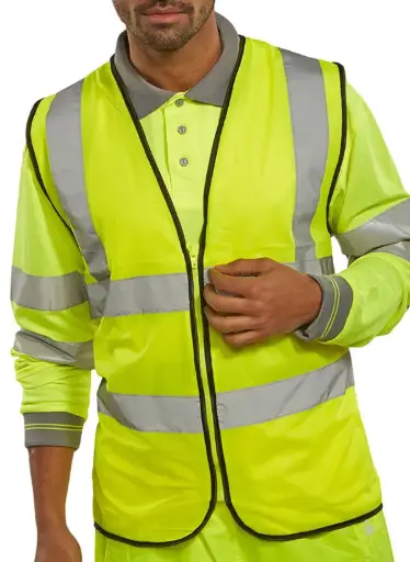 BEESWIFT WCENG SAT YELLOW ZIP FASTEN – Aukšto matomumo liemenė su užtrauktuku (Class 2)